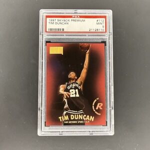 1997 SkyBox Premium Tim Duncan Rookie RC #112 PSA 9 Spurs HOF